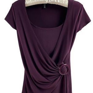 Jason Maxwell Ladies Drape Cinched Blouse, Size Medium, Plum Purple